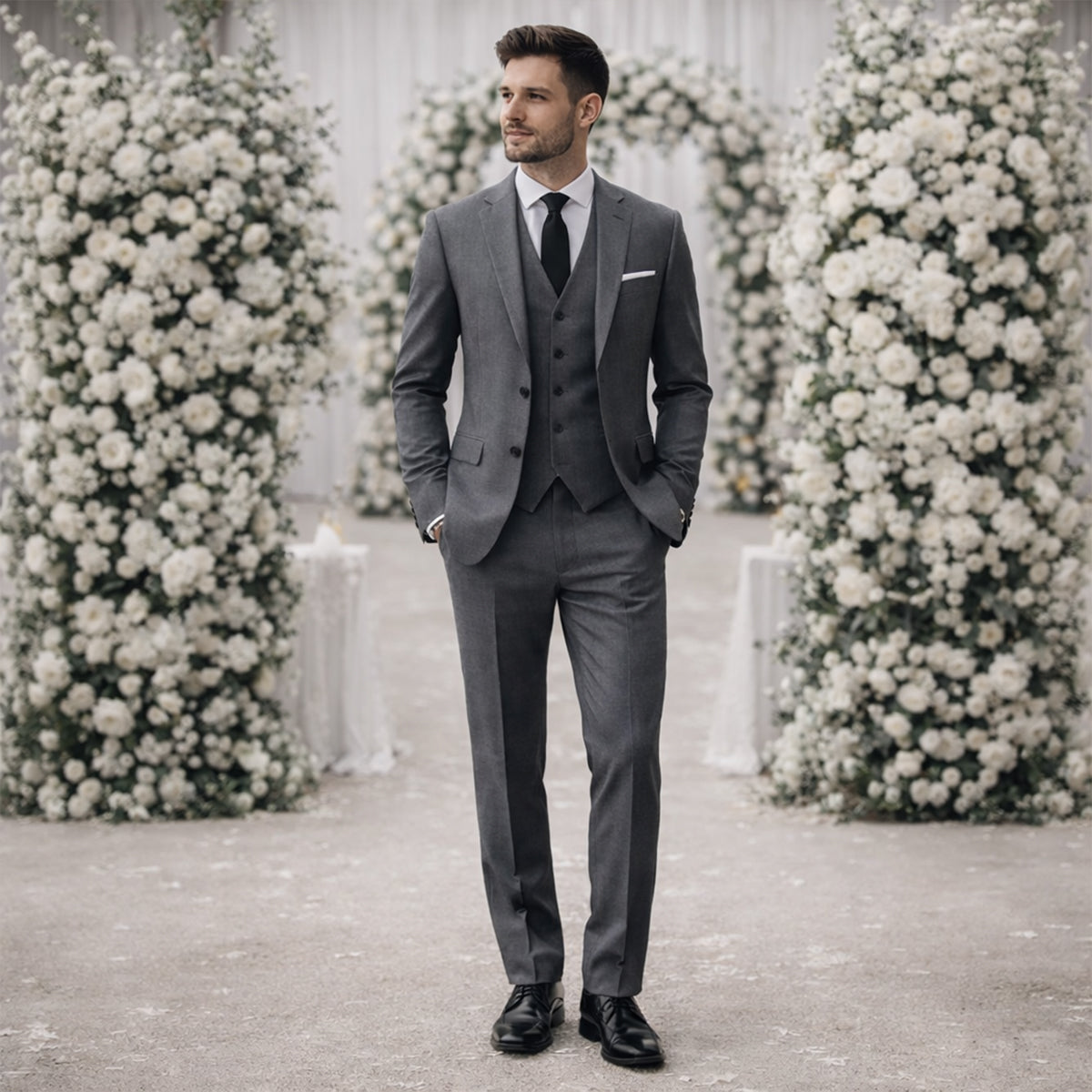 The Pesaro Men’s 3 Piece Suit – Slim Fit Formal Wedding & Business Suit Set