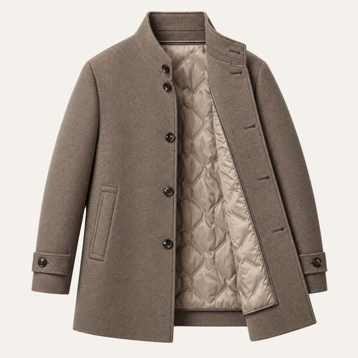 The Presteigne Men's Padded Wool Blend Overcoat