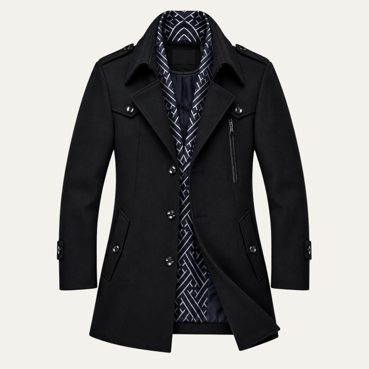 The Oundle Men's Mid Length Wool Blend Overcoat