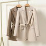 Women's Long Blazer with Waist Belt