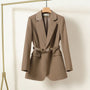 Women's Long Blazer with Waist Belt