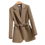 Women's Long Blazer with Waist Belt