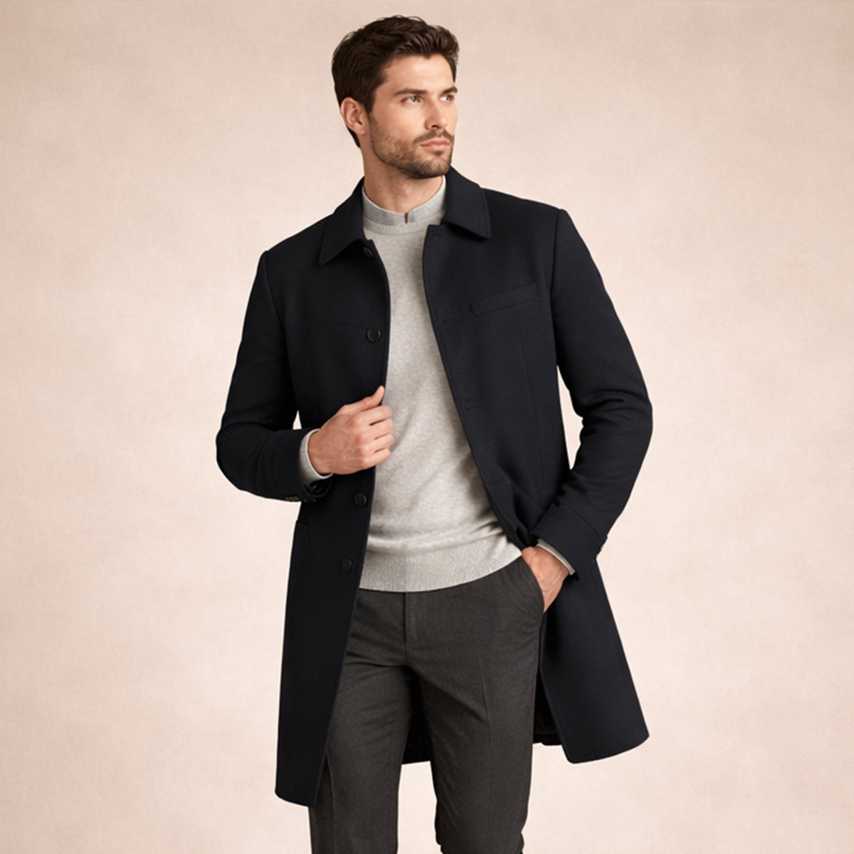 Goldshire Men's Tailored Smart Overcoat