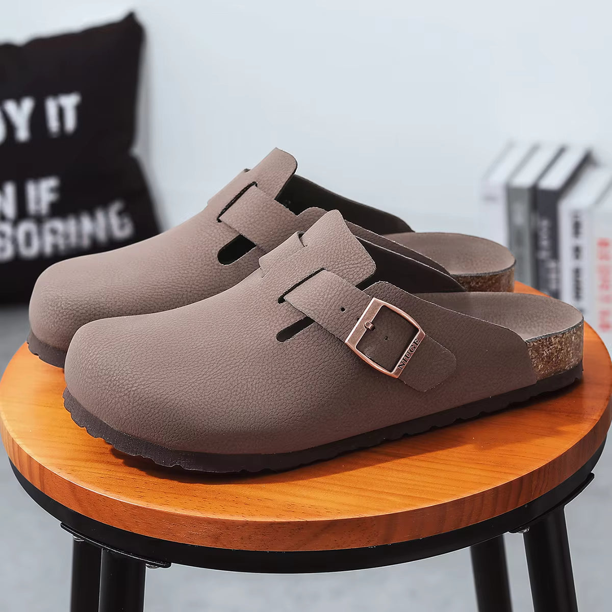 The Bramblewood Men's Buckle Cork Footbed Clogs