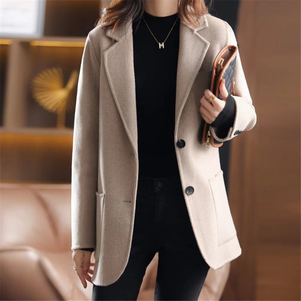 Women's Double Button Blazer with Long Sleeves