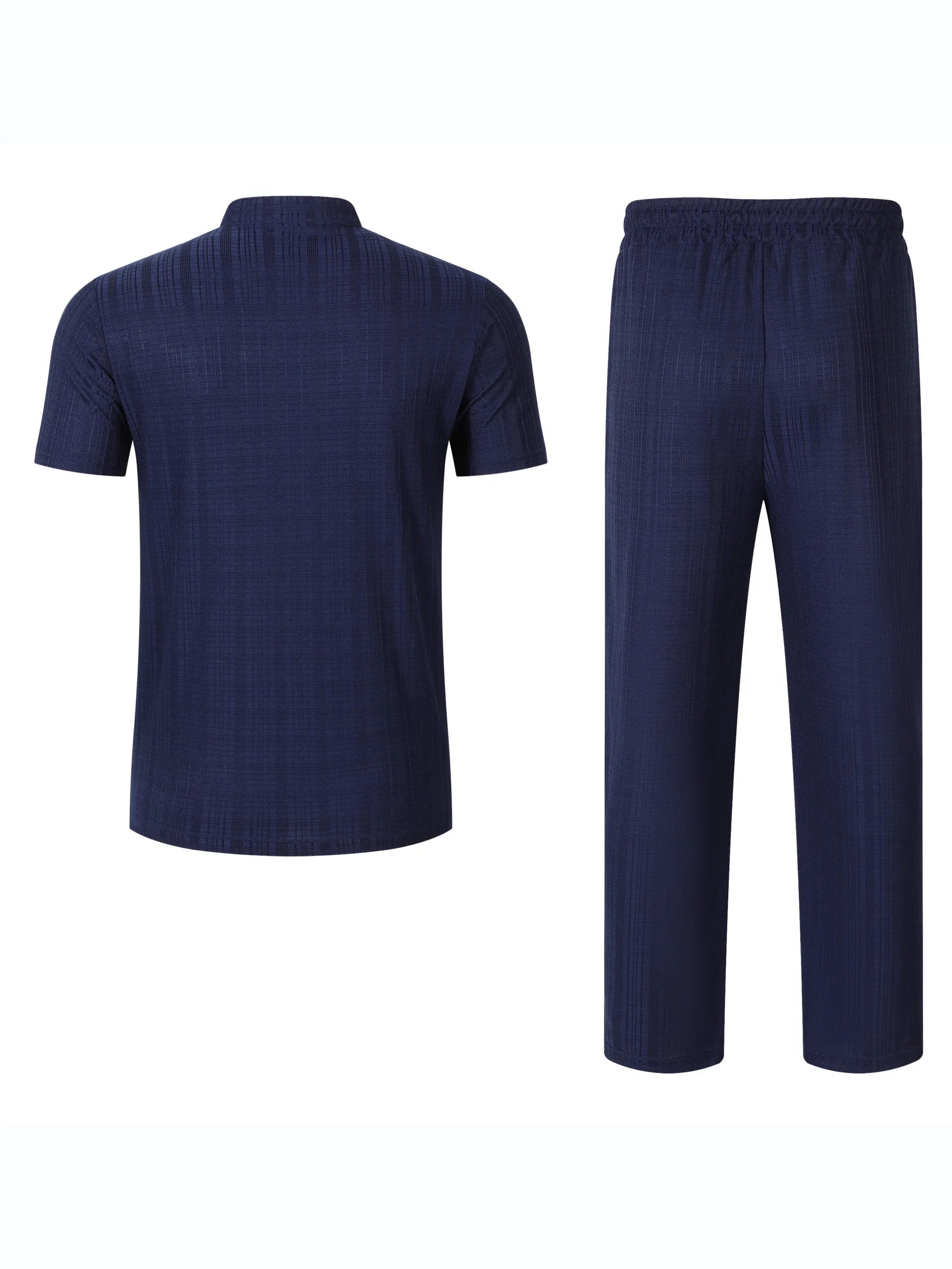 Men’s Beach Outfit Set – Short Sleeve Top and Relaxed Trousers