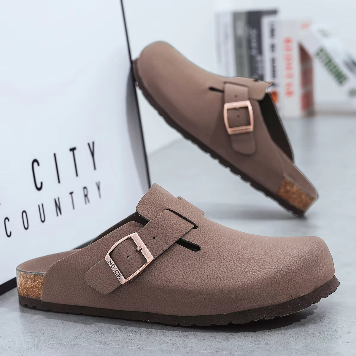 The Bramblewood Men's Buckle Cork Footbed Clogs