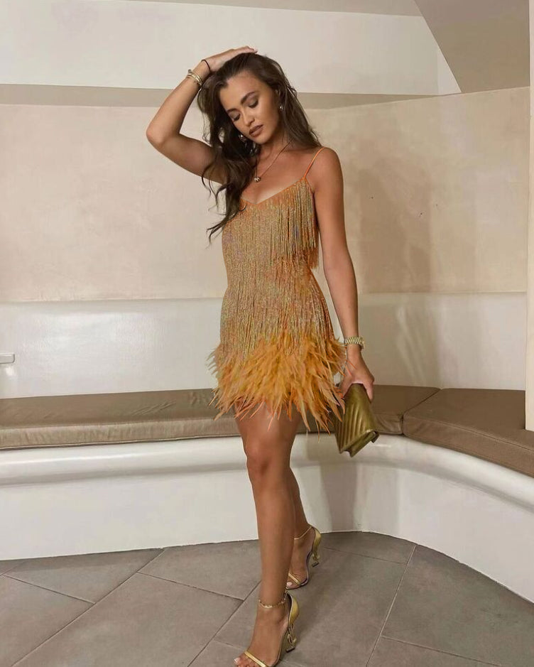 Women's Sequin Midi Cocktail Party Dress