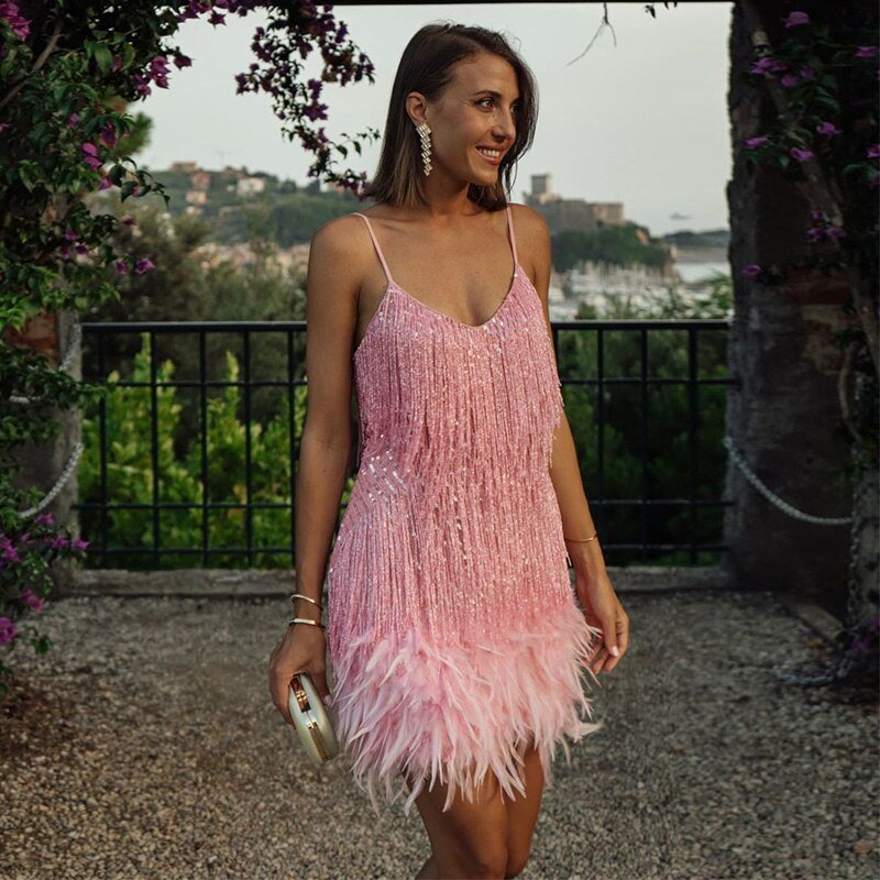 Women's Sequin Midi Cocktail Party Dress