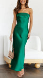 Women's Off Shoulder Satin Maxi Dress
