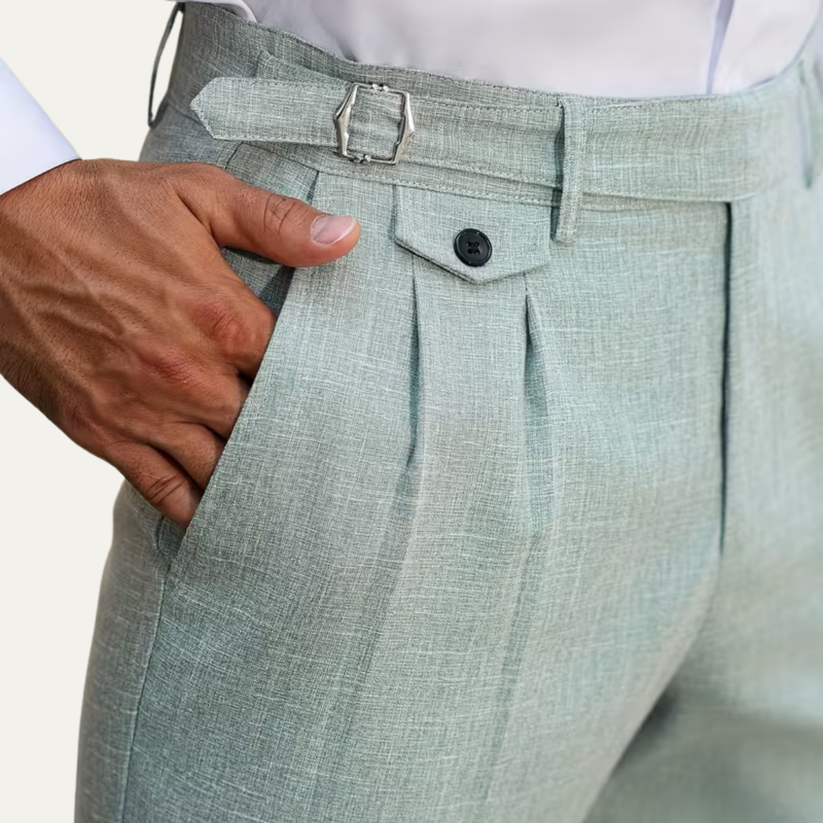 The Brisbane Men’s Tailored Casual Dress Trousers with Pleated Details