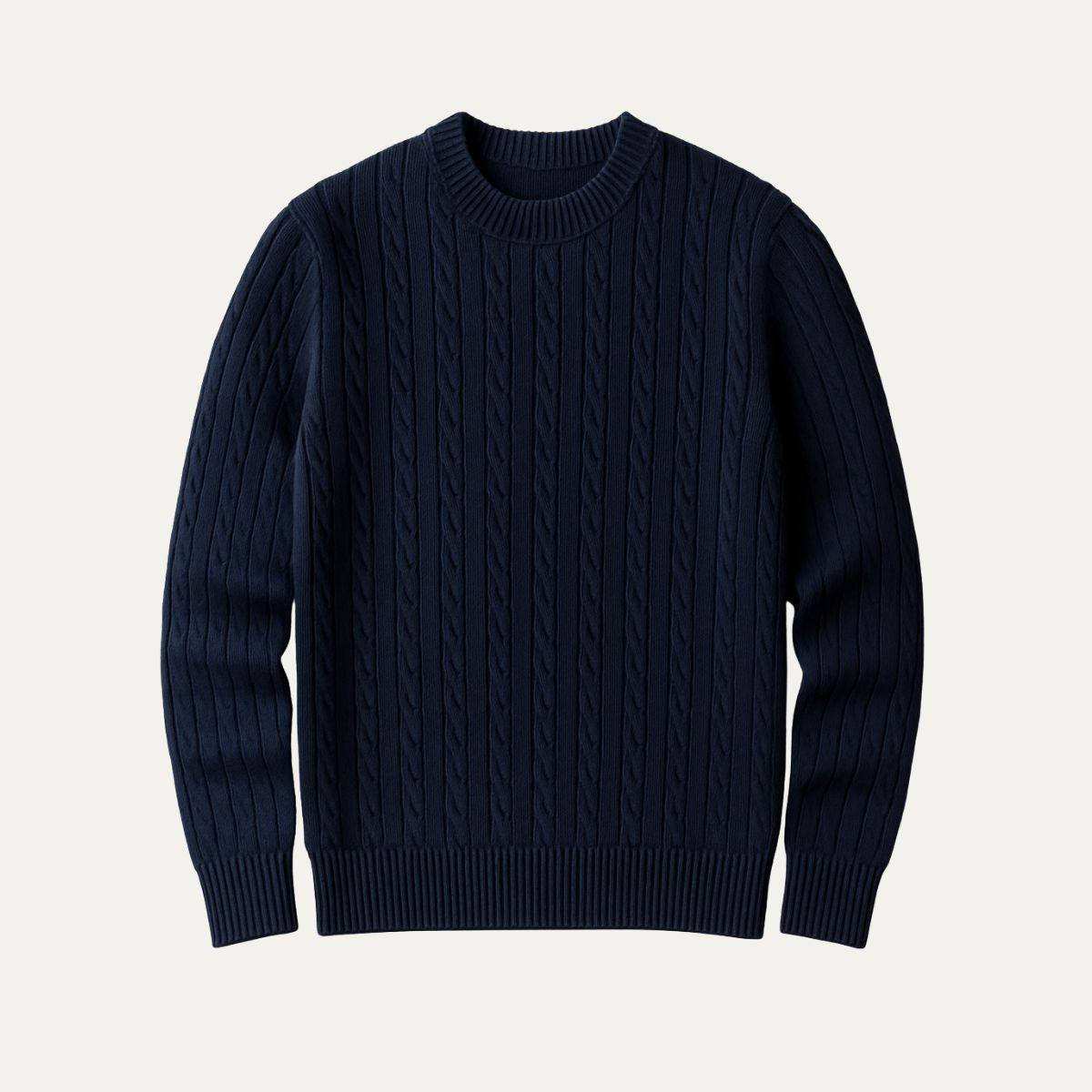 Cashmere Merino Wool Knit Jumper for Men - Navy Blue