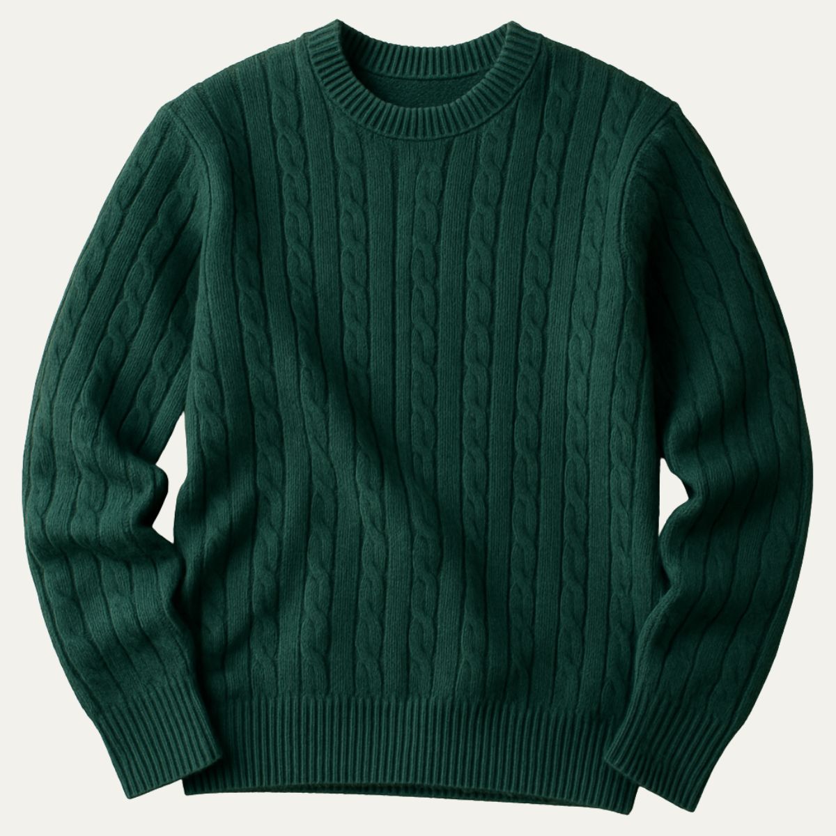 Cashmere Merino Wool Knit Jumper for Men - Green