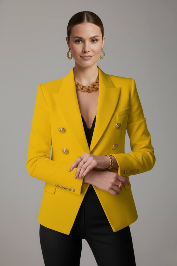 Women's Double Breasted Blazer with Gold Buttons