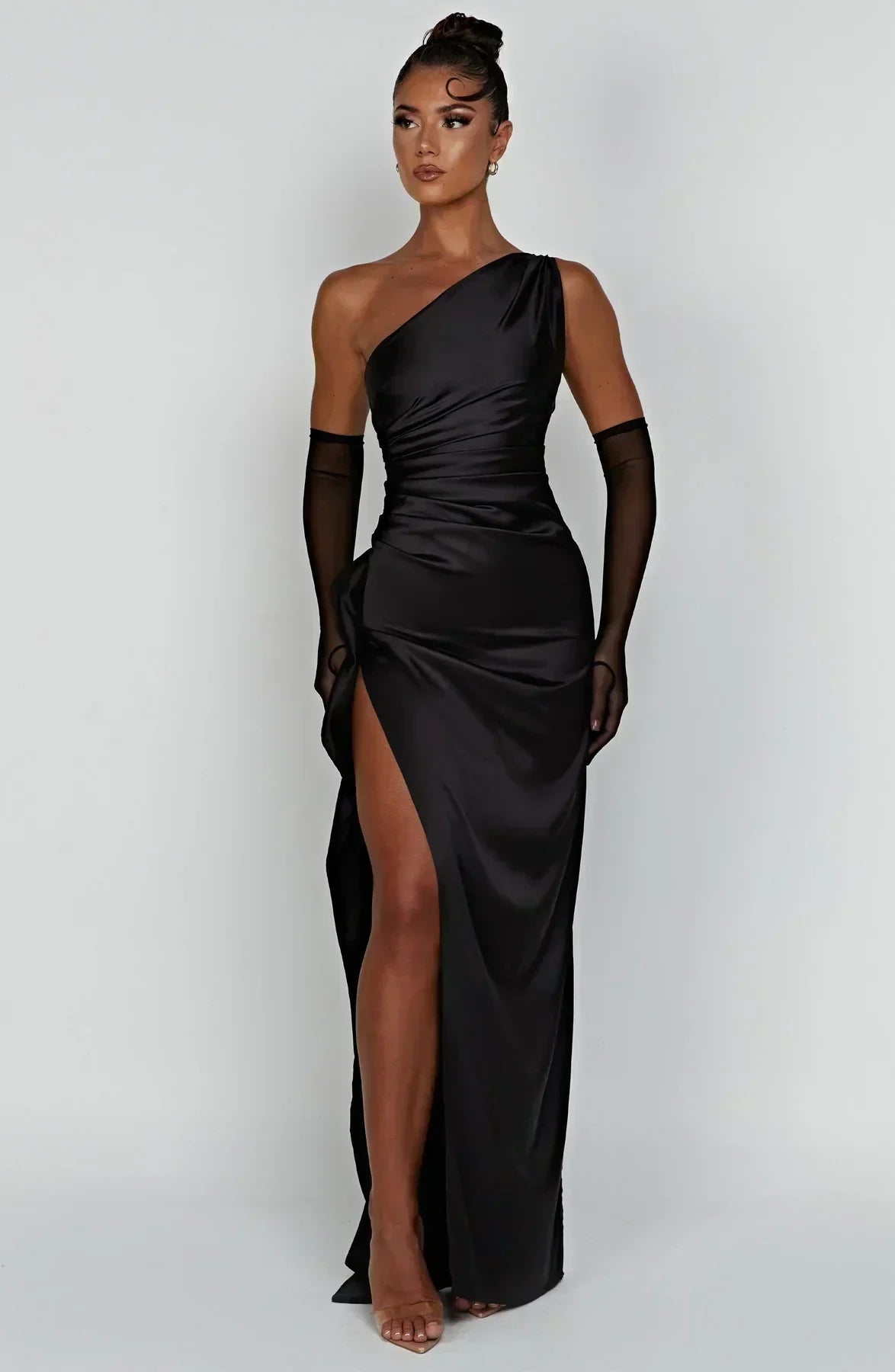 Women's One Shoulder Satin Evening Dress