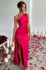 Women's One Shoulder Satin Evening Dress