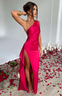 Women's One Shoulder Satin Evening Dress