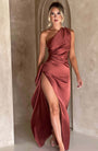 Women's One Shoulder Satin Evening Dress