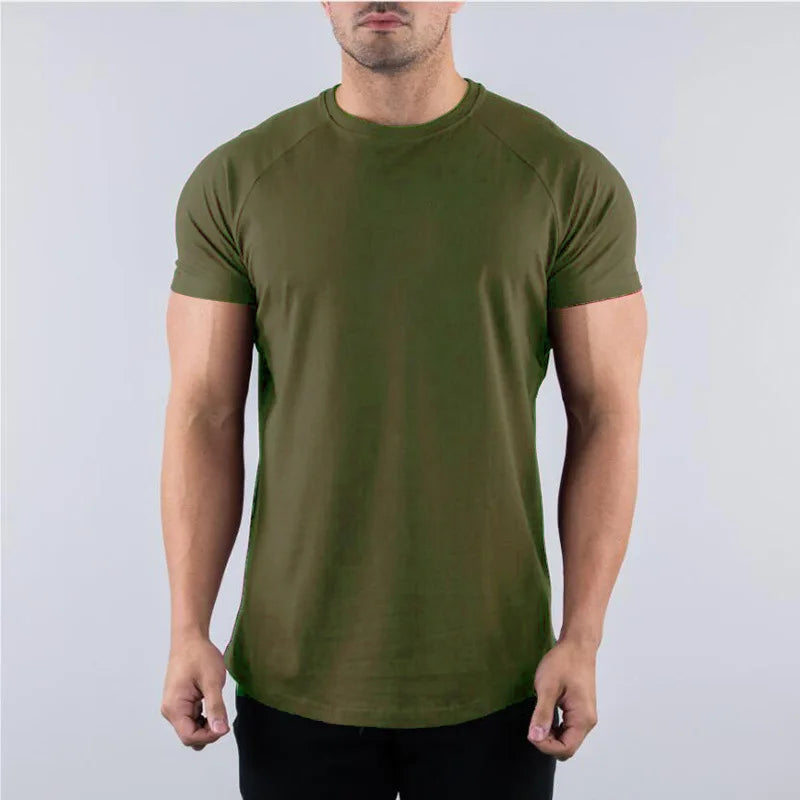 Men’s Fitted Cotton T Shirt – Gym Workout Muscle Fit Top