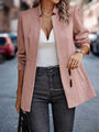 Women's Pink Long Blazer with Long Sleeves
