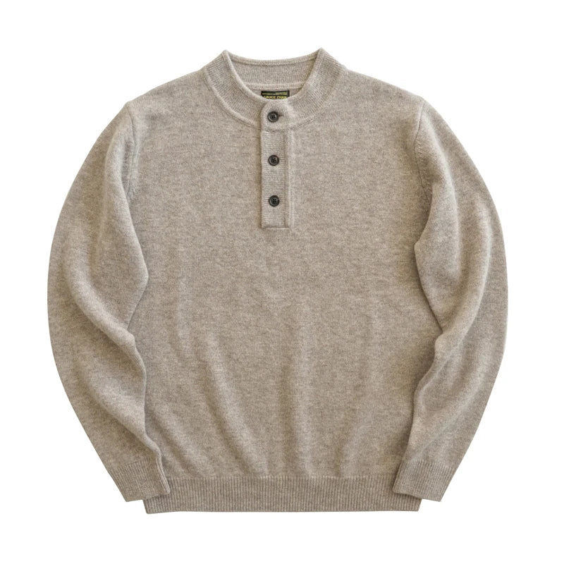 The Masham Men's Henley Knit Jumper with Button Neck