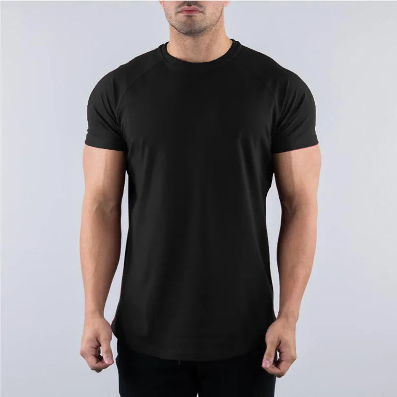 Men’s Fitted Cotton T Shirt – Gym Workout Muscle Fit Top