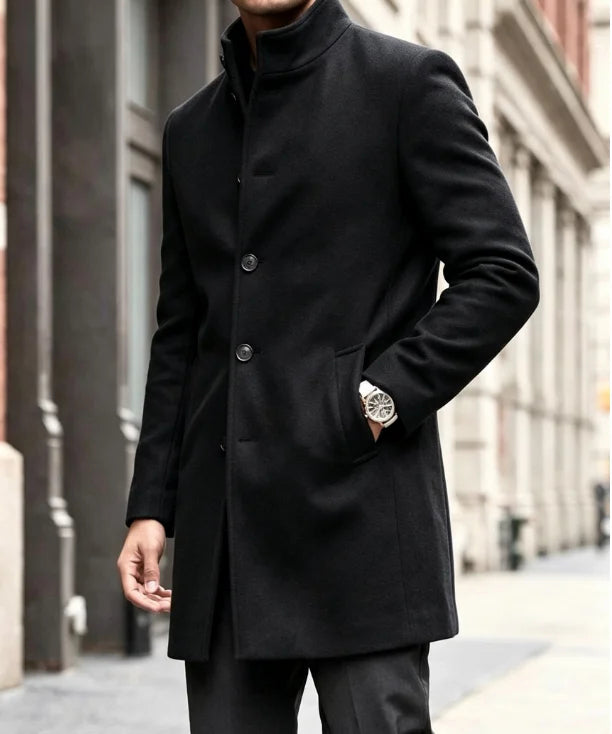 The Ripon Men's Stand Collar Single Breasted Overcoat