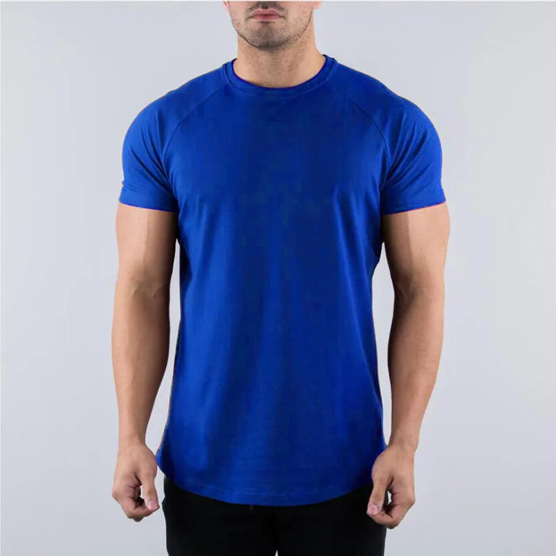 Men’s Fitted Cotton T Shirt – Gym Workout Muscle Fit Top