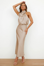 Women's Maxi Dress with Asymmetric Neckline