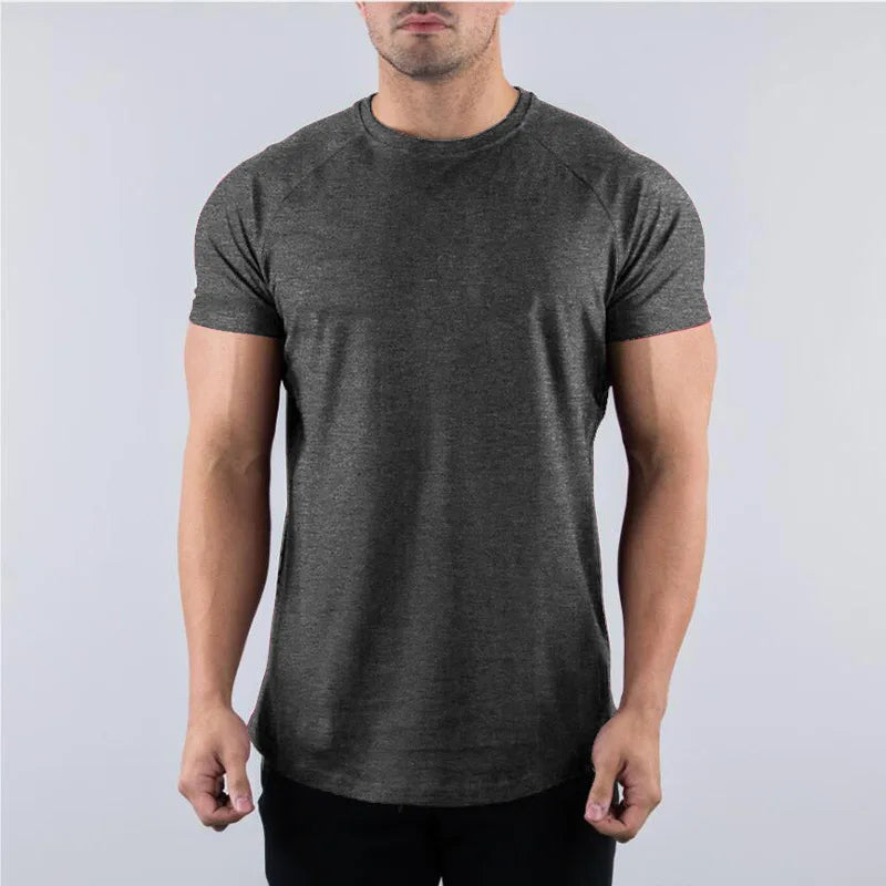 Men’s Fitted Cotton T Shirt – Gym Workout Muscle Fit Top