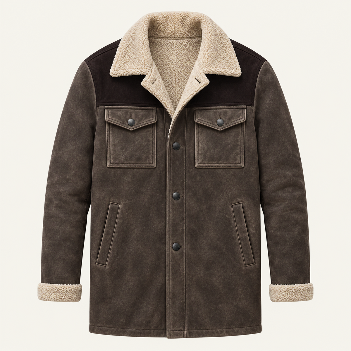 Crestview Men's Vintage Shearling-Lined Winter Jacket for Ultimate Warmth