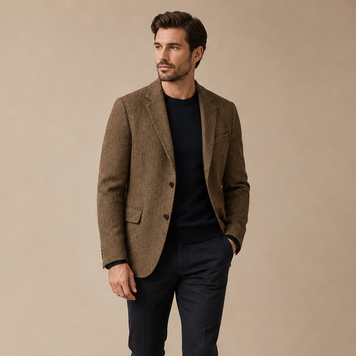 The Jefferson Men’s Classic Wool Herringbone Tweed Blazer