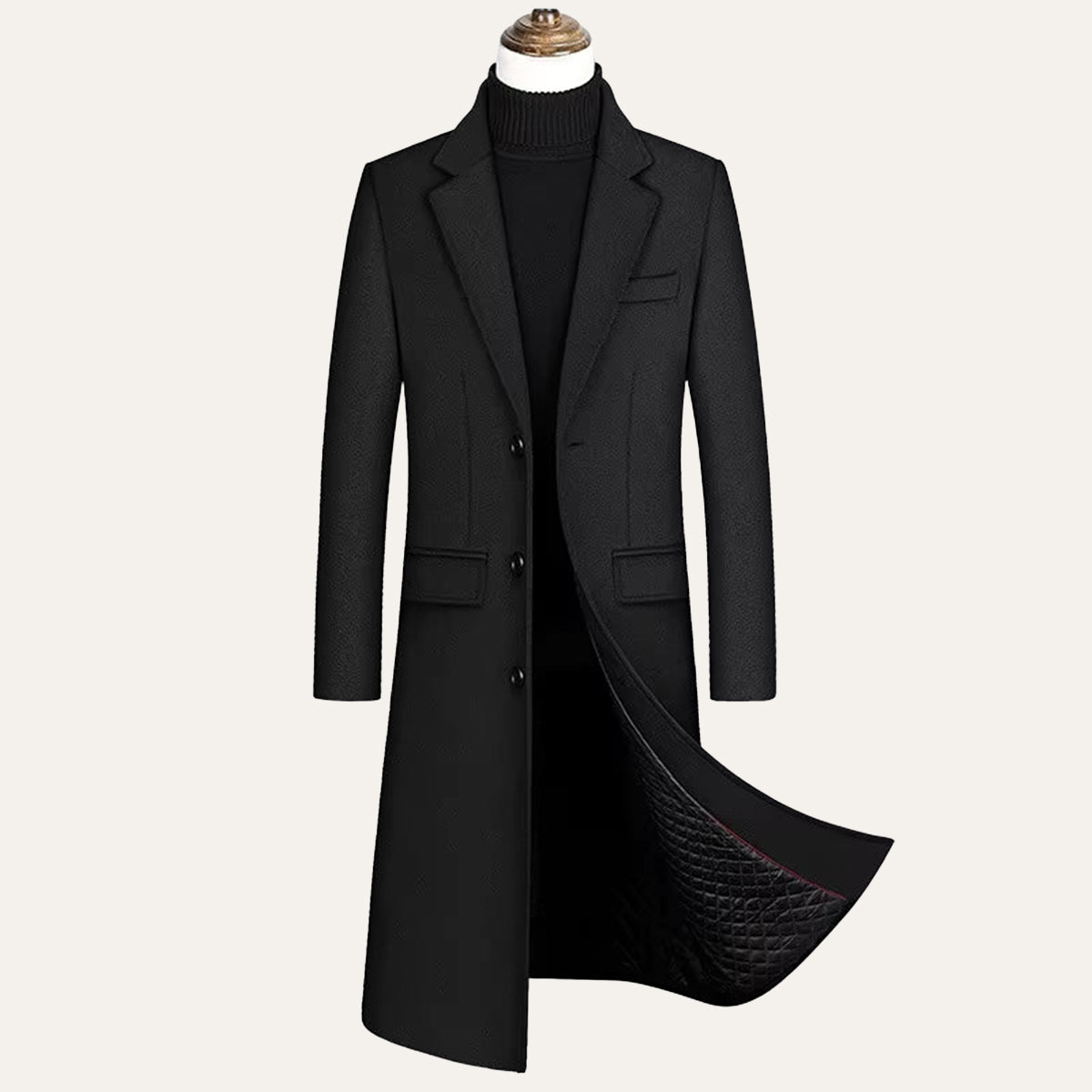 The Cartmel Men's Extra Long Wool Business Overcoat