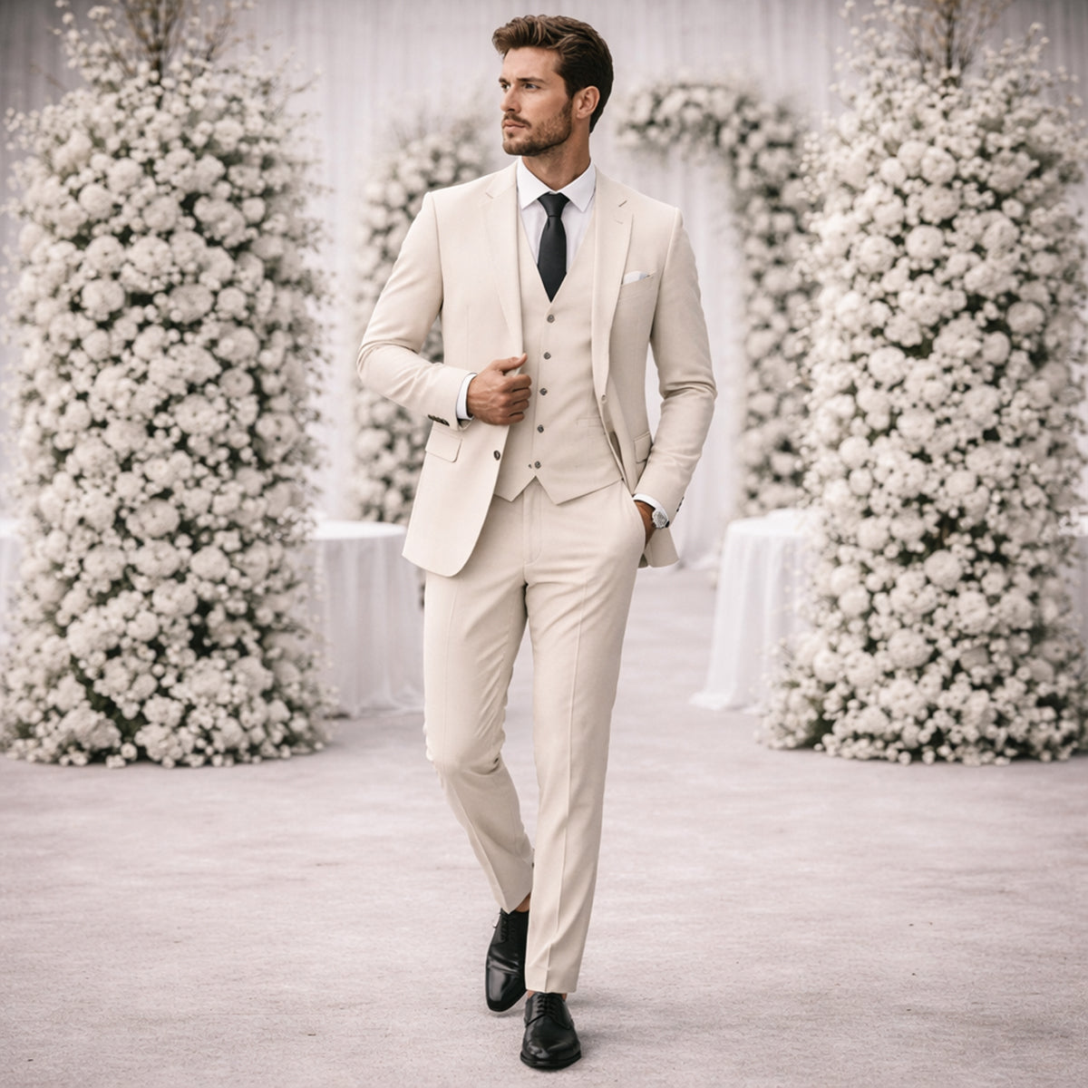 The Pesaro Men’s 3 Piece Suit – Slim Fit Formal Wedding & Business Suit Set