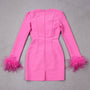 Women's Corset Mini Dress with Feather Cuffs