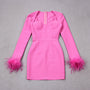 Women's Corset Mini Dress with Feather Cuffs