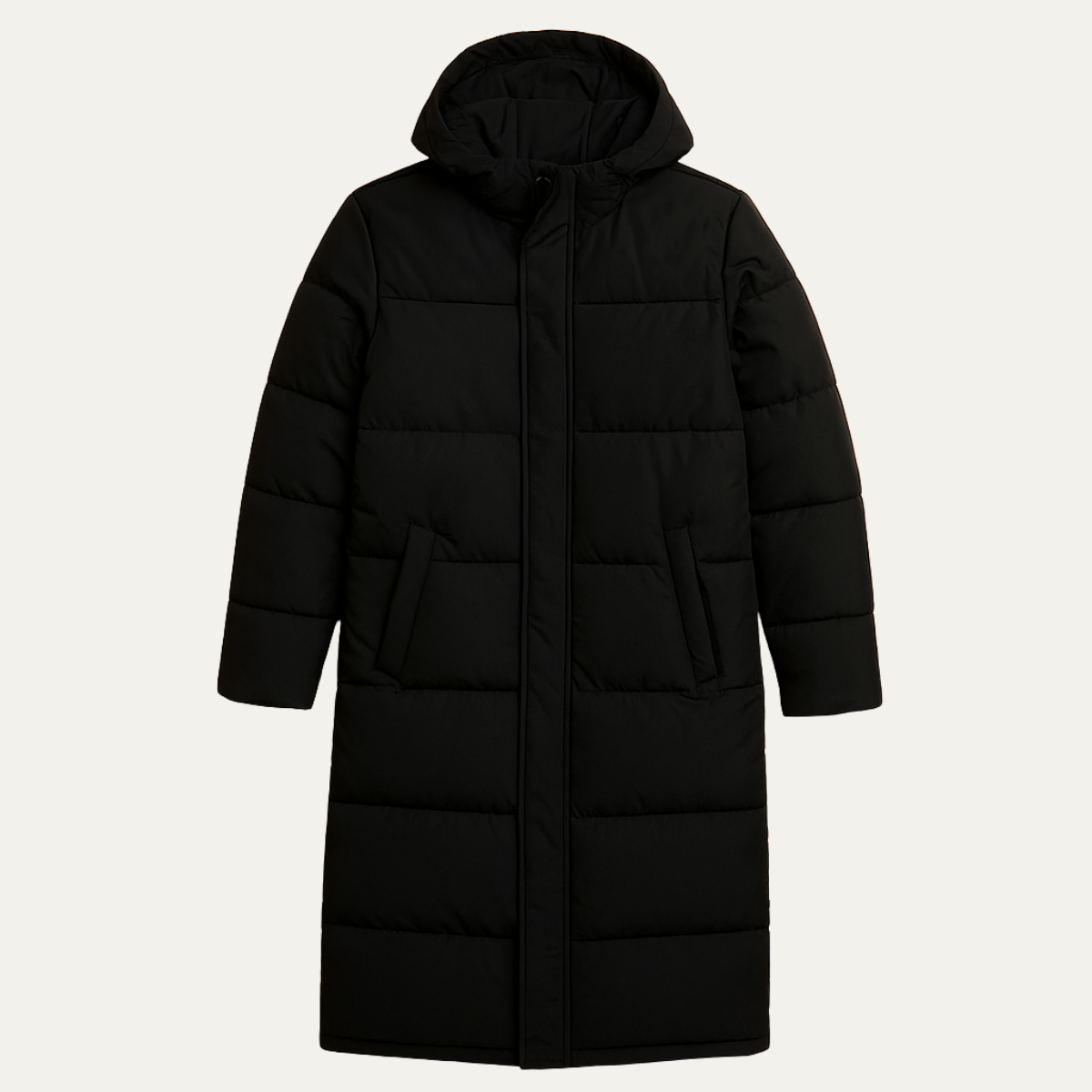 Hollister Men's Hooded Long Puffer Coat for Winter