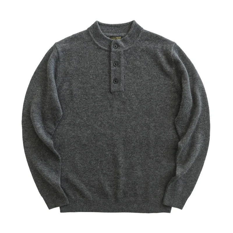 The Masham Men's Henley Knit Jumper with Button Neck