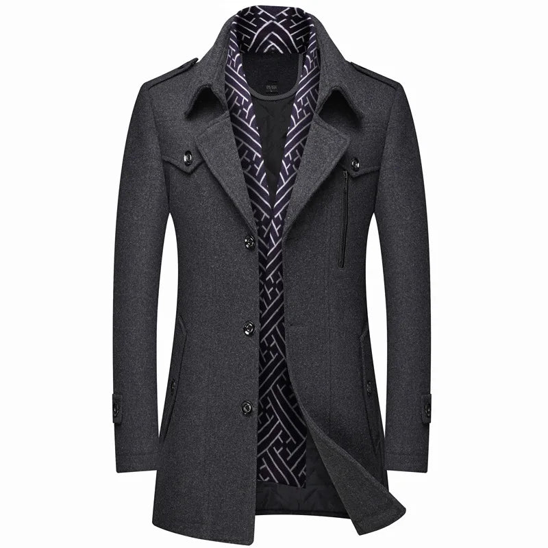 The Oundle Men's Mid Length Wool Blend Overcoat