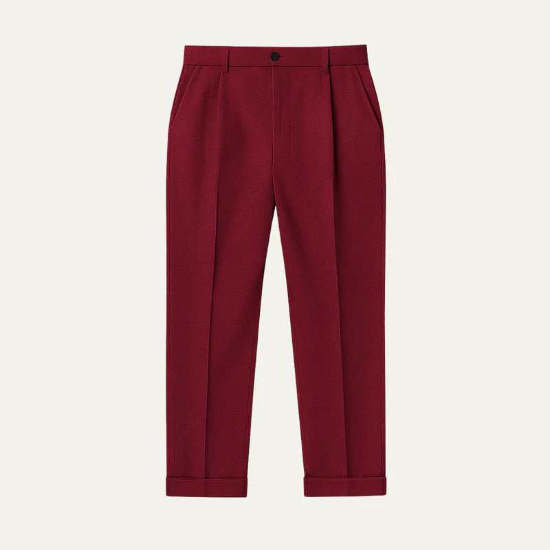 The Santa Monica Men’s Smart Casual Slim Fit Tailored Dress Trousers – Burgundy