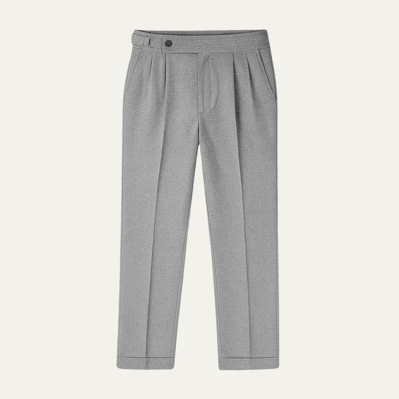 The Brighton Men’s Business High Waisted Pleated Dress Trousers – Grey