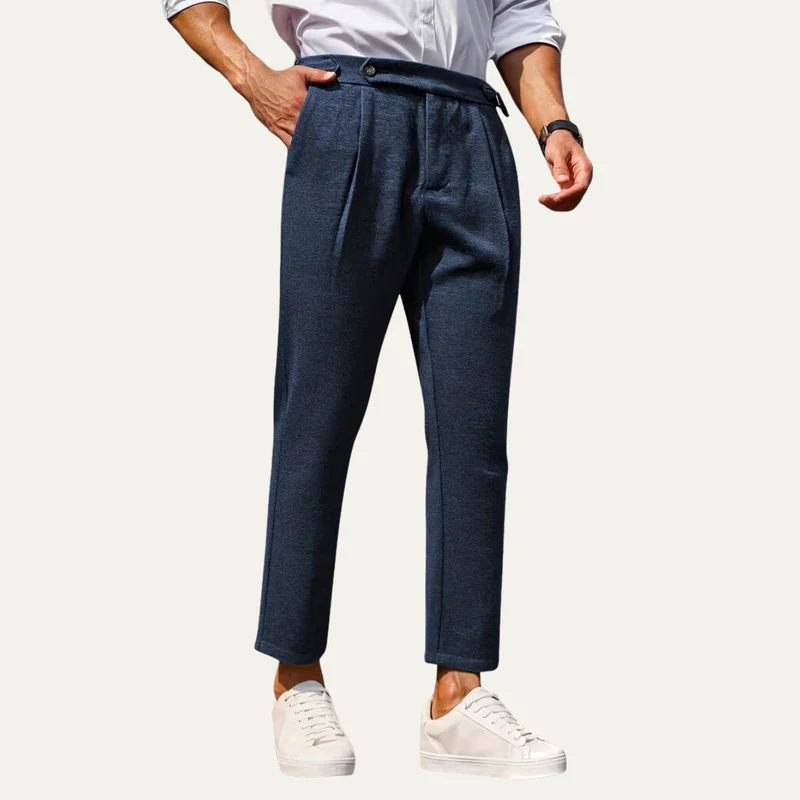 The Bangalow Men’s Smart Business Slim Fit Dress Trousers – Navy Blue