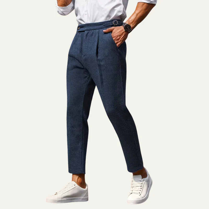 The Bangalow Men’s Smart Business Slim Fit Dress Trousers – Navy Blue