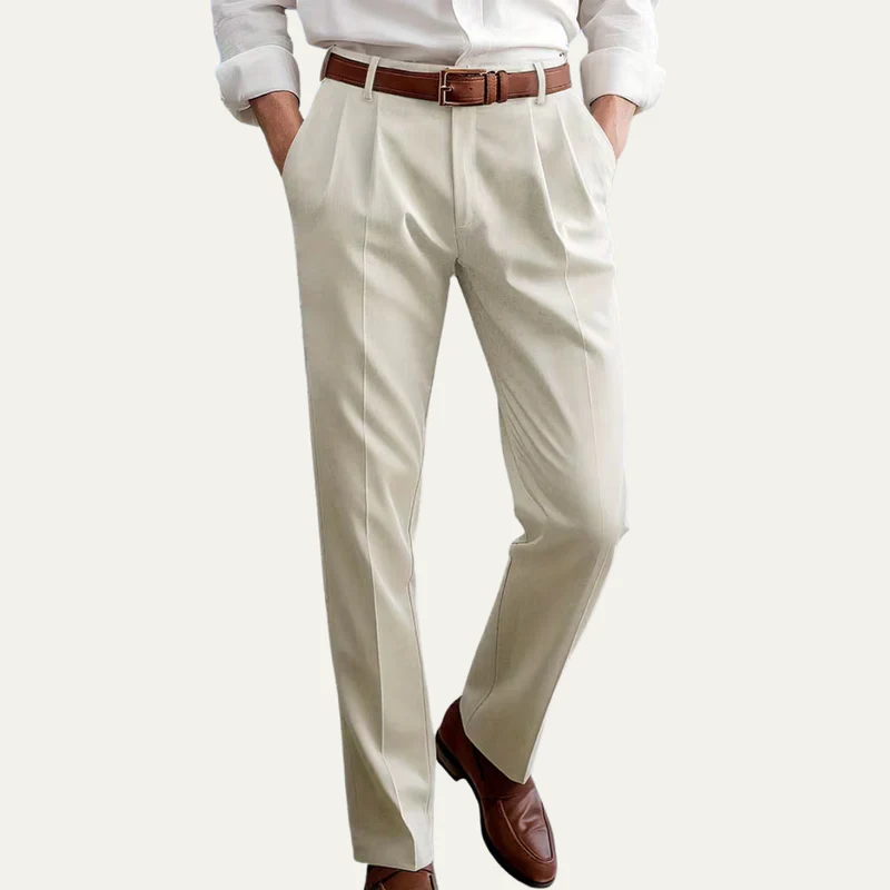 The Calistoga Men's Casual Tailored Linen Pleated Dress Trousers