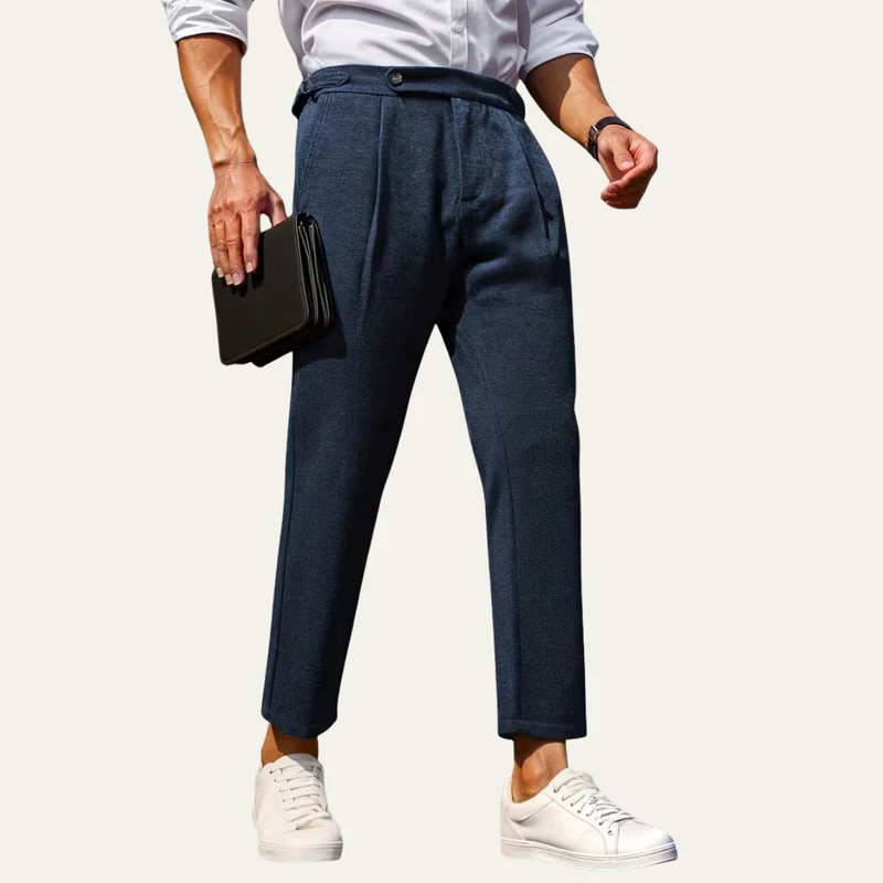 The Bangalow Men’s Smart Business Slim Fit Dress Trousers – Navy Blue