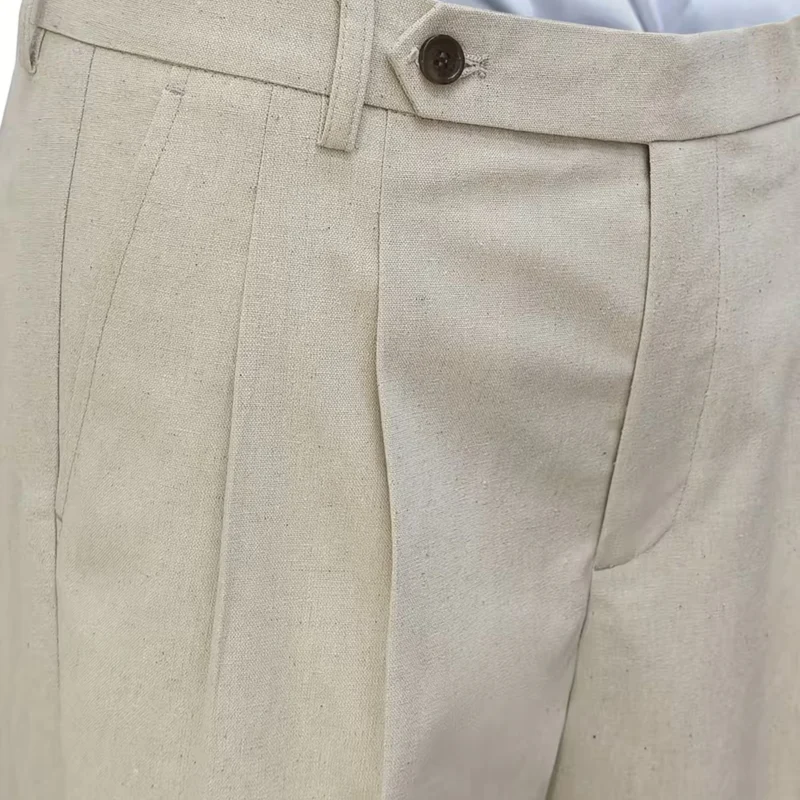 The Calistoga Men's Casual Tailored Linen Pleated Dress Trousers