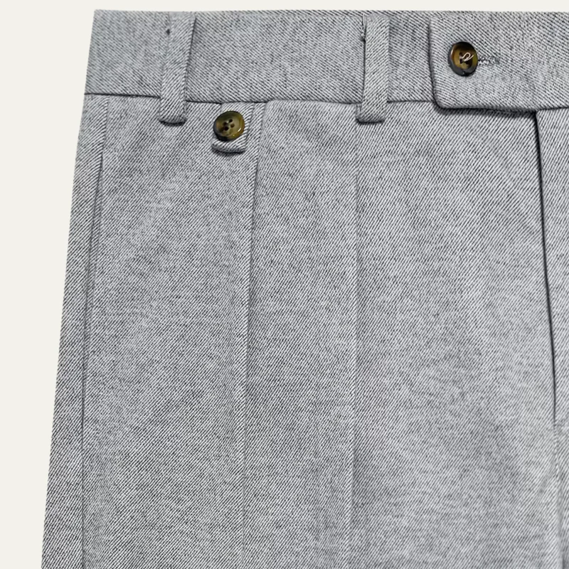 The Brighton Men’s Business High Waisted Pleated Dress Trousers – Grey