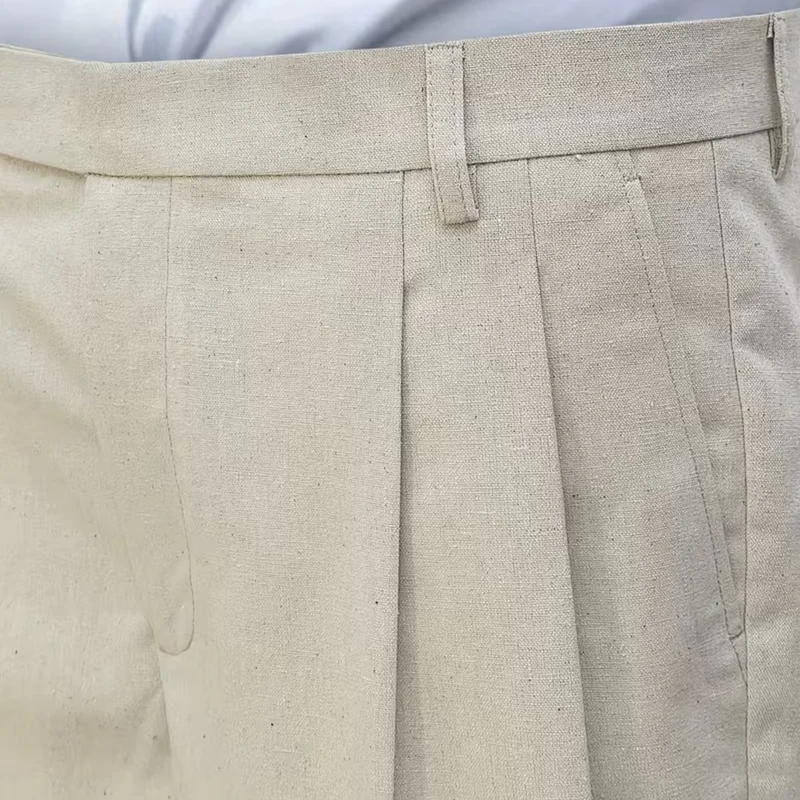 The Calistoga Men's Casual Tailored Linen Pleated Dress Trousers