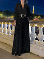 Women's Black and White Sequin Evening Dress