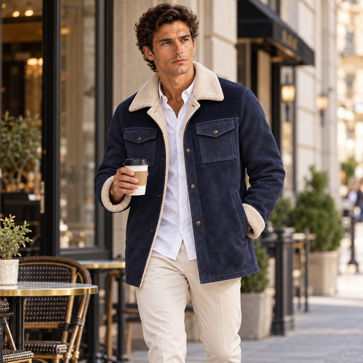 Crestview Men's Vintage Shearling-Lined Winter Jacket for Ultimate Warmth